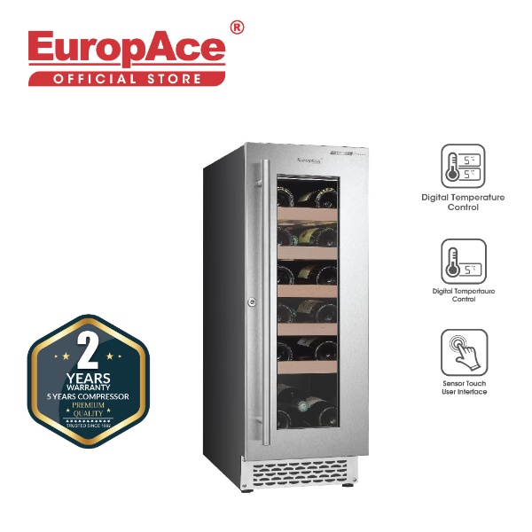 EuropAce 20 Bottles Wine Chiller with 3-Layer Z-Glass